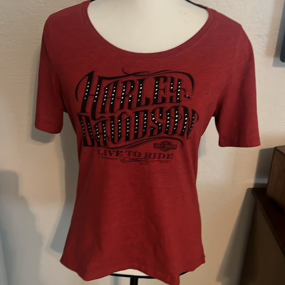 Harley-Davidson Bold Red Tee Nags Head NC - Picture 2 of 5